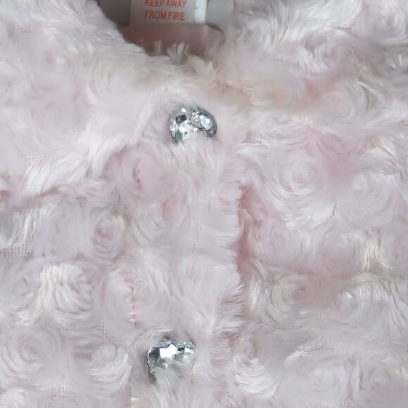 Mini Muffin Pink Faux Fur Jacket 6-9 Months Baby Girl Rosette Coat Satin Bow - Picture 4 of 8